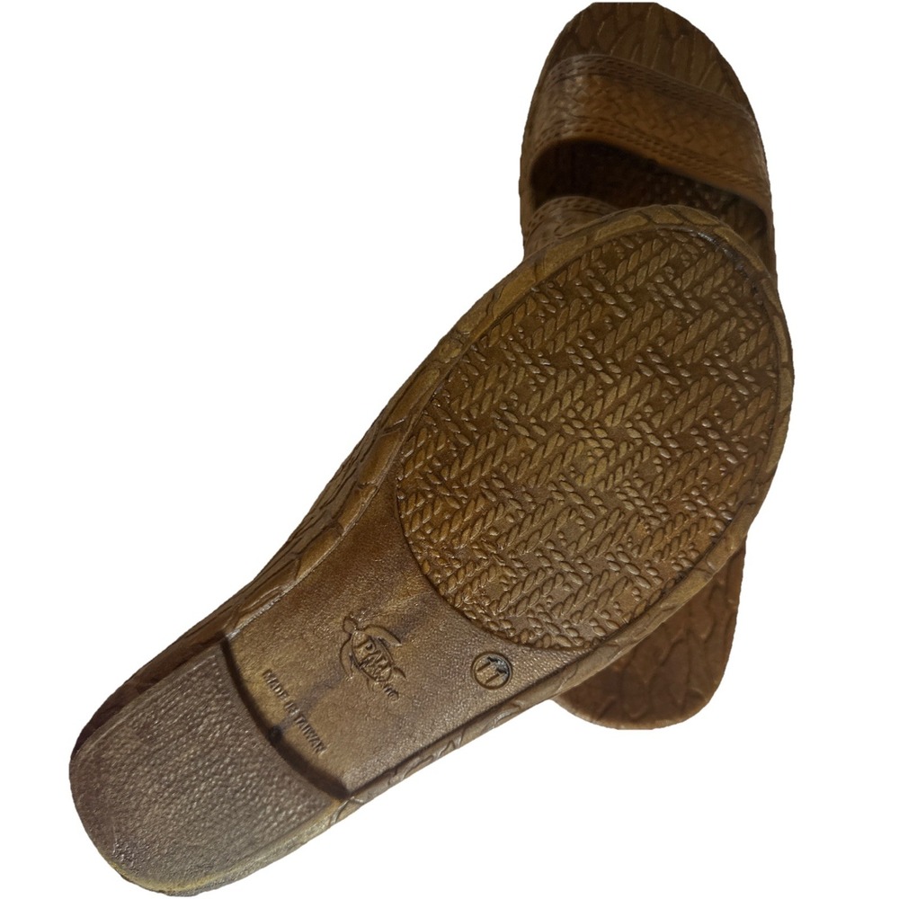 Pali Hawaii Classic Jesus Sandals Brown Double Strap Basket Weave Slides Sz 11 - Picture 2 of 3